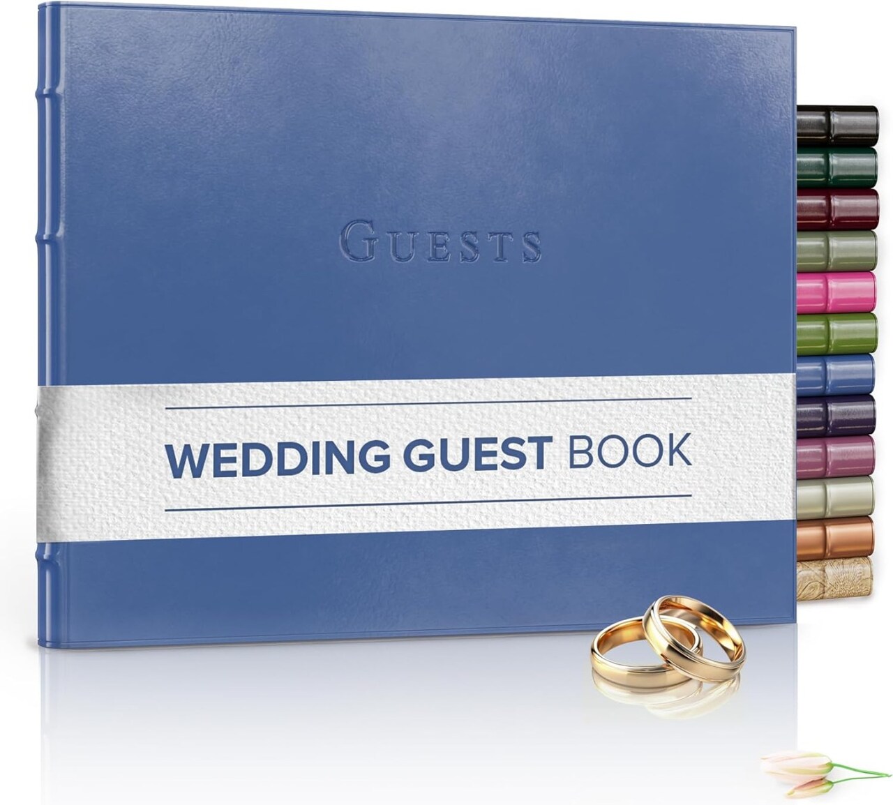 Gallery Leather Guest Book Wedding, Party, Special Events, add Polaroid Photos, 192 Lined Pages, Bonded Leather, Hardcover 7" x 9"